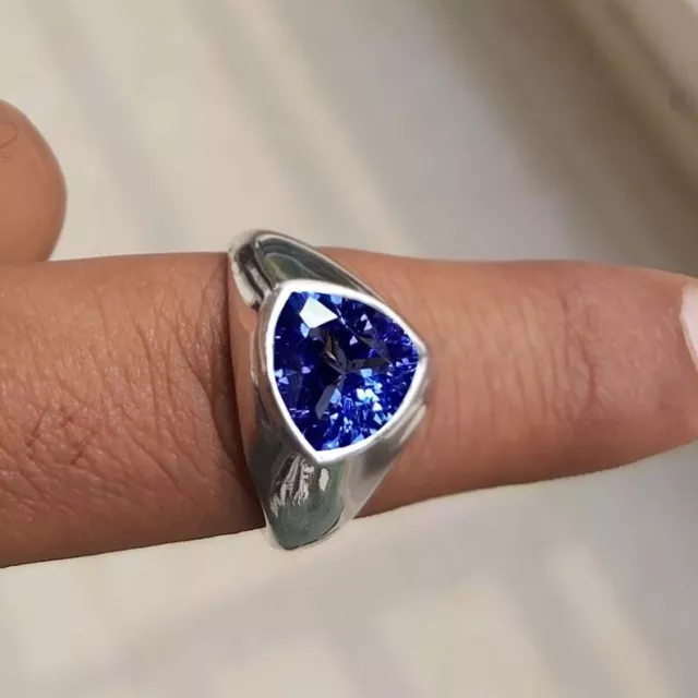 925 sterling silver bold men anniversary natural faceted tanzanite ring hot sell