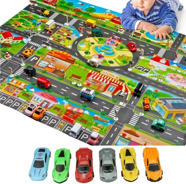 Kids Play Mat-Fun Play mat for Kids Educational Traffic Kids Play Mat-Include 6