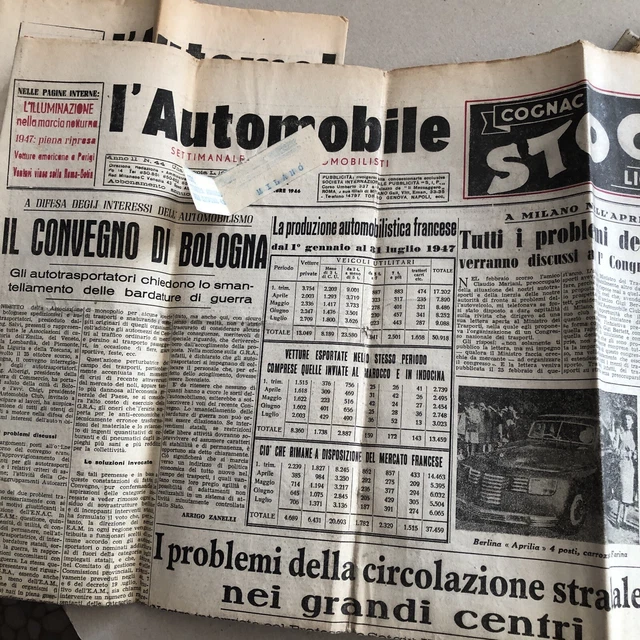 T) Lotto n. 14 Giornali settimanale L’Automobile 1946 auto automobilismo