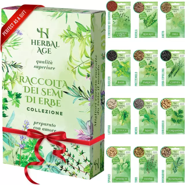 Semi Piante Aromatiche Kit Giardinaggio, 12 Erbe Aromatiche Kit Semi Orto, 8700