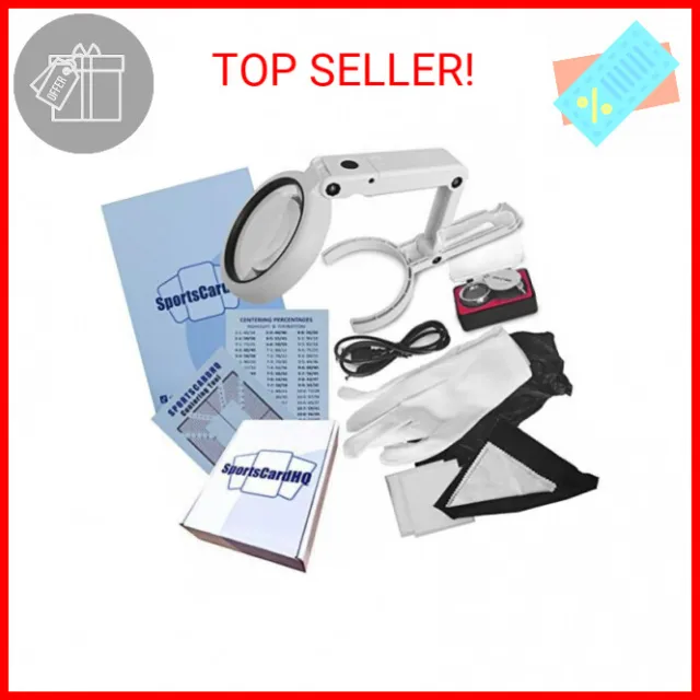 Passive Paradise Card Grading Centering Tool Set - 30X Magnifying Tool Included - Sports Trading Card Submission Pre-Inspection Kit