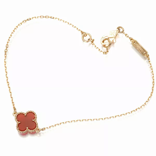 AUTH VAN CLEEF & Arpels Bracelet Sweet Alhambra Carnelian 18K 750 Rose ...