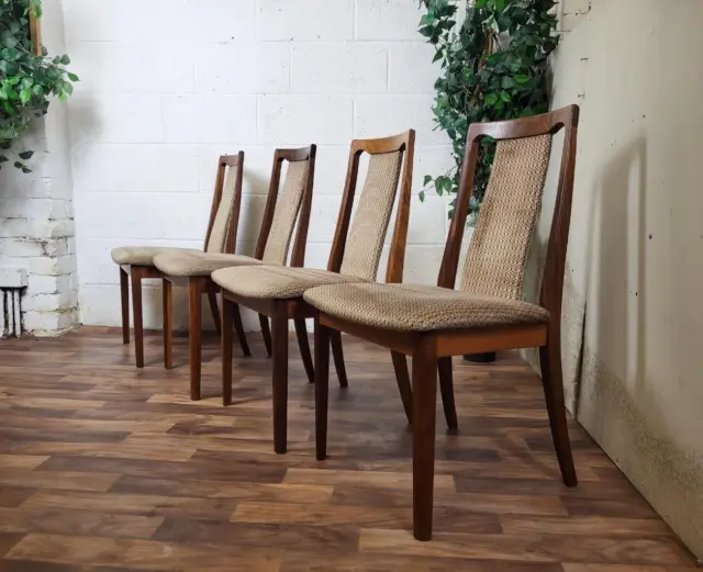 Set x 4 Vintage Mid-Century G Plan Fresco Teak & Brown Dining Chairs Retro MCM