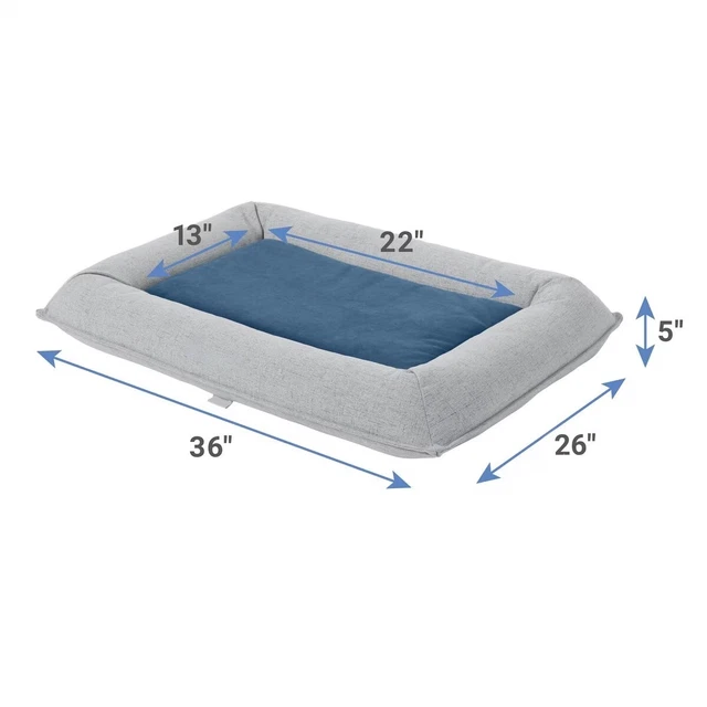 LYY Orthopedic Personalized Bolster Dog Bed w/Removable Cover, Harbour Blue 3