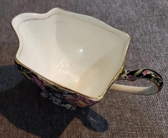 Pre-owned Royal Winton Grimwades Creamer Black Floral 2