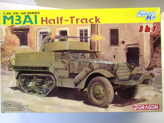 Dragon 1:35 Scale WWll U.S. M3A1 Half-Track Model Kit # 6332 3in1