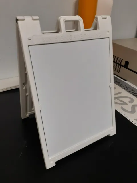 MINI-Plasticade Deluxe Signicade Folding Double Sided Mini Sign Stand - White