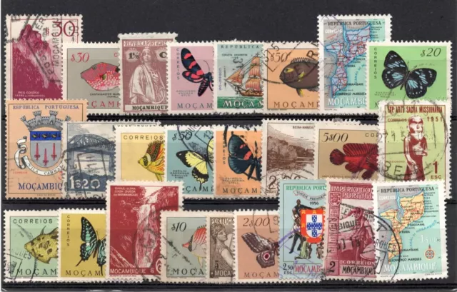 MOZAMBIQUE -  A  card  of   "   TWENTY - FIVE   STAMPS   ALL   DIFFERENT   " .