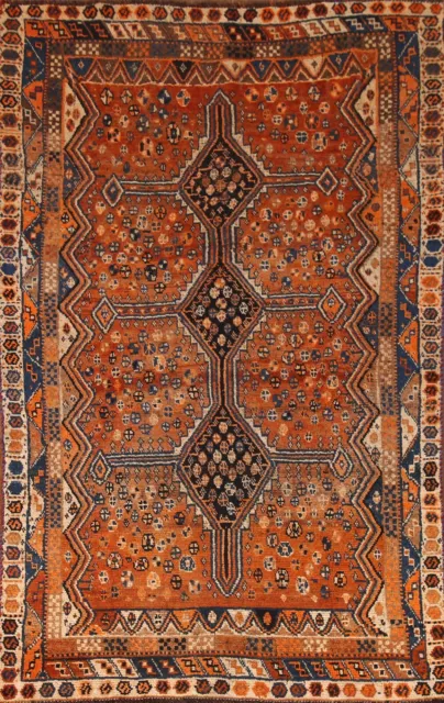 Tribal Rust Semi-Antique Kashkoli/ Abadeh Area Rug 4'x7' Wool Hand-knotted Rug