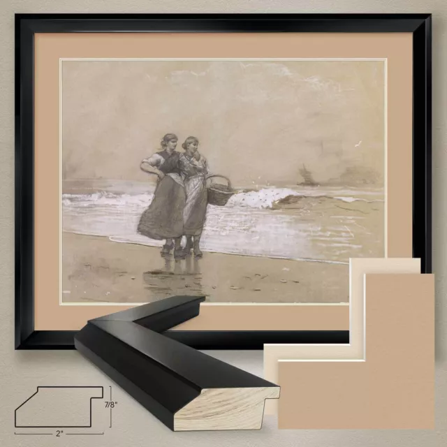 40W"x32H": BLYTH SANDS BY WINSLOW HOMER 1882 - DOUBLE MATTE GLASS & FRAME