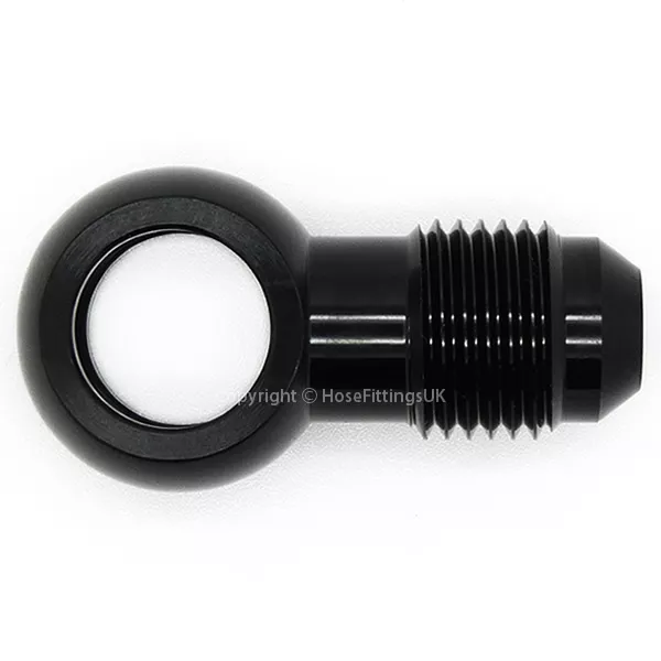 M12 METRIC 12mm BLACK BANJO EYE to AN-6 MALE JIC Flare Oil Hose Fitting Adapter