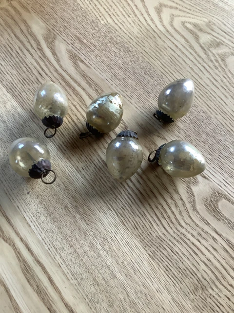 ANCIENNE BOULE DE NOEL JEUNE FILLE VERRE Eglomisé Mercurisé Ex URSS Vitrine D Imgx1200 2574