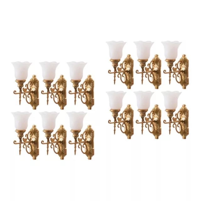 12 Pcs Tiny Wall Lamp Model Miniature Street Furniture Figurines Doll House