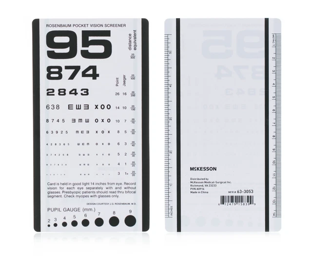 McKesson 14 Inch Distance Handheld Eye Chart Letter Number 5 per Bag