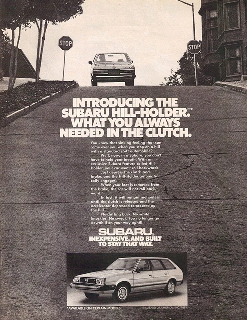 1981 Subaru Hill-Holder - Always Needed In The Clutch - Wagon - Print Ad Photo