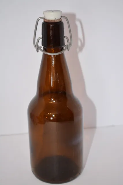 Vintage Kulmbacher Schweizerhof Beer Empty Bottle Brown Porcelain Swing Top