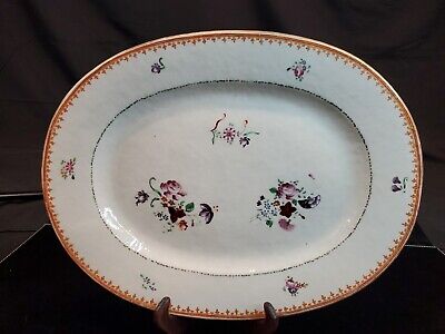 Antique Early 19/20th Century Chinese Export Porcelain Floral Oval Plate