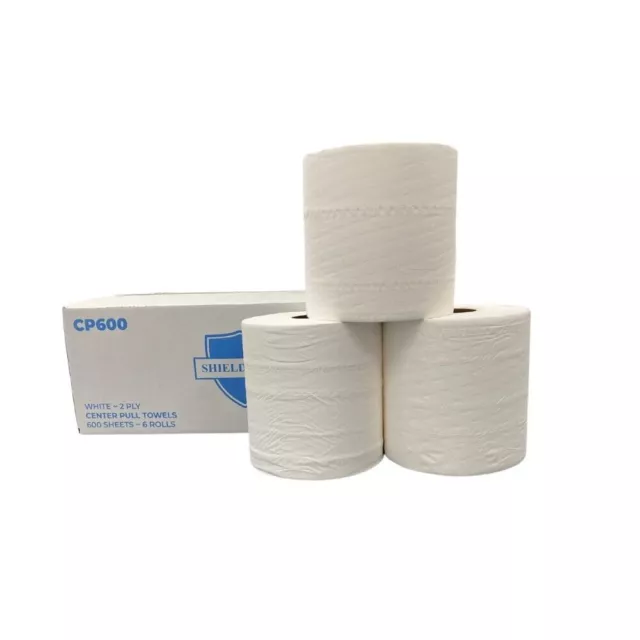 White Center-Pull Towels - 600 Sheets/2 Ply Premium White Paper - 6 Rolls