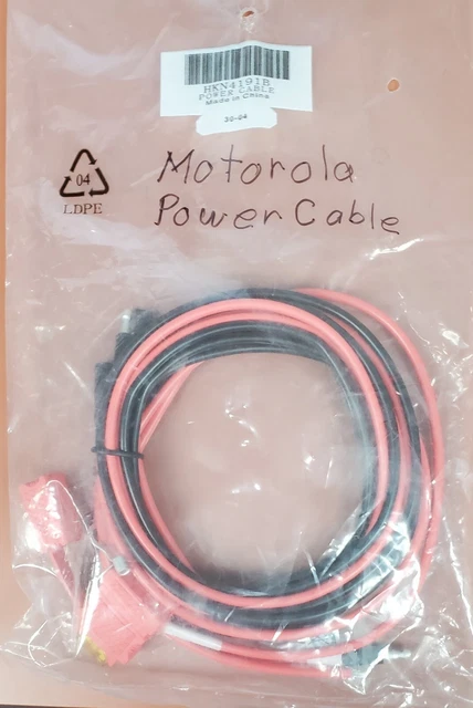 Hkn4191B New Oem Motorola Power Cable To Battery 10', 20A, 40-60W Radios