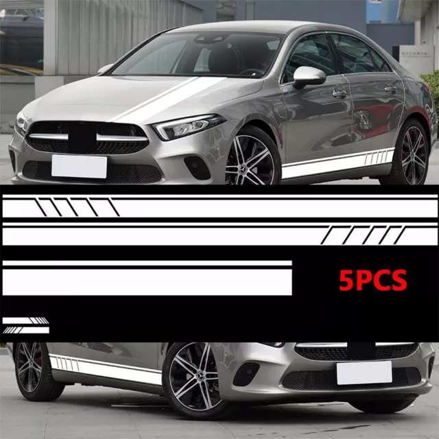 5pcs Universal Car Side Body Stripe Sticker DIY Decal Trim Hood Rear V