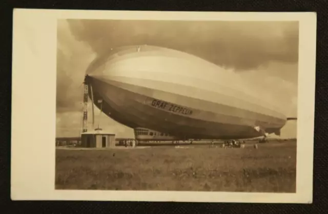 1930 Postcard Grad Great Zeppelin Blimp Airship RPPC Brasil Correio 300 Stamp