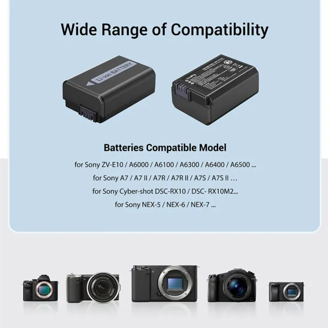 SMALLRIG NP-FW50 Ersatzbatterien (2 Stück) & LCD Display Ladegerät Set für Sony 3