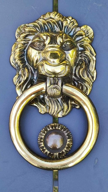 Heurtoir/Marteau de porte forme de Tête de Lion, style Antique- Laiton Vieil Or