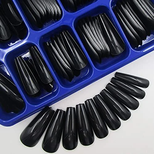 100pc Black Coffin False Nails Press ons Artificial Fingernails Acrylic Tips