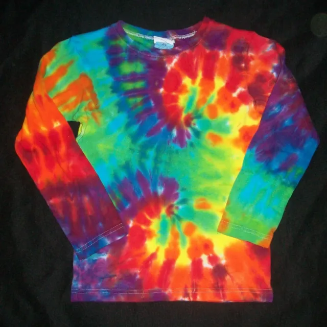 Organic Tie Dye Child Long Sleeve T-Shirt 6 Rainbow Spirals Hippie Kid Tye Dyed