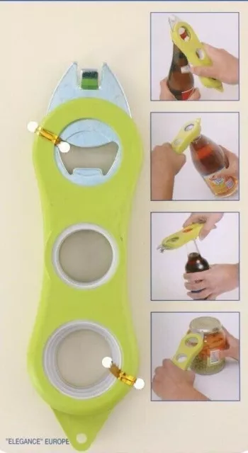 4 In 1 Multi-Purpose Hand Jar Bottle Lid Opener In Assorted Colours