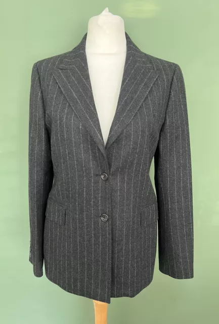 Burberry Charcoal Pinstripe Wool/Cashmere Fitted Blazer Suit Jacket Women’s UK10