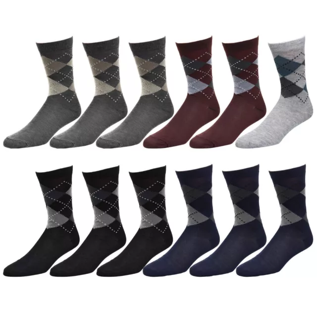 12-Pack Men's Cotton Dress Socks Casual Crew Fashion Multi Colors US Seller .