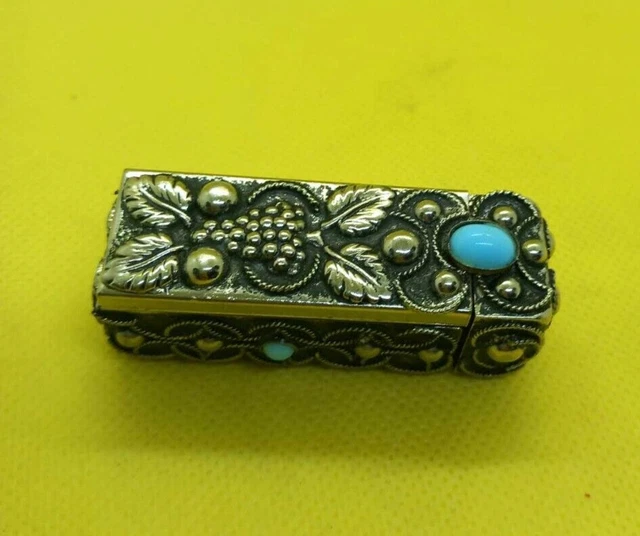 Porta Rossetto Vintage Inserti Celesti Con Specchietto
