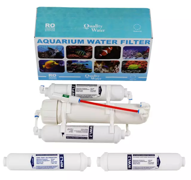 Aquaristik Umkehrosmoseanlage Wasserfilter 75 GPD RO3 +  Ersatzfilter Kartuschen