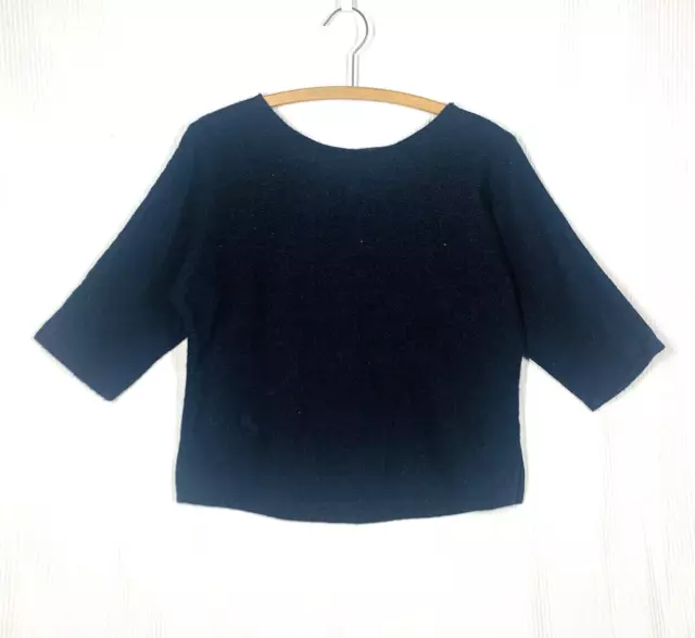 Me & Arrow Flannel Shirt S Soft Wool Felt Dark Blue Heather Made in LA USA NWOT