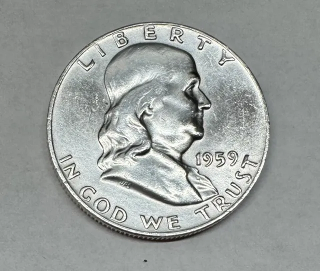 1959-P United States Ben Franklin 90% silver half dollar - Free Shipping