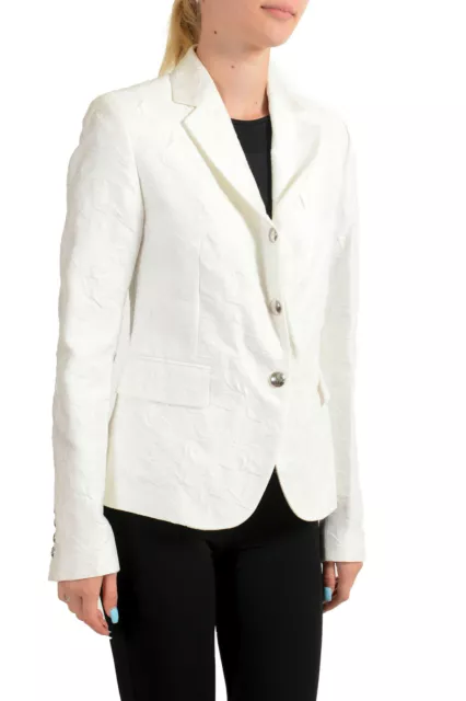 Moncler Women's White Silk Star Print Button Down Blazer Moncler sz 1 US S 2