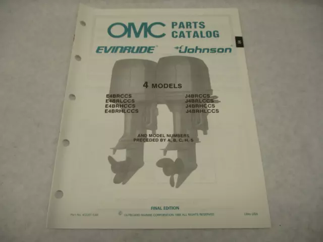 NOS 432207 OMC Evinrude Johnson 1988 Outboard 4 HP Model Parts Catalog