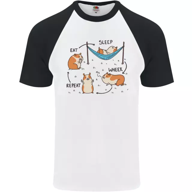 Criceto Eat Sleep Wheek Ripetere Divertente Uomo S/S Baseball Maglietta