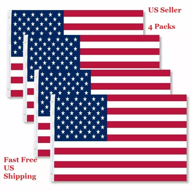 4-Pack 3x5 American Flags ~ USA United States of America ~ US Stars