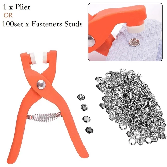 Set borchie a pressione anelli per cucire metallo robusto con pinze a scatto + c