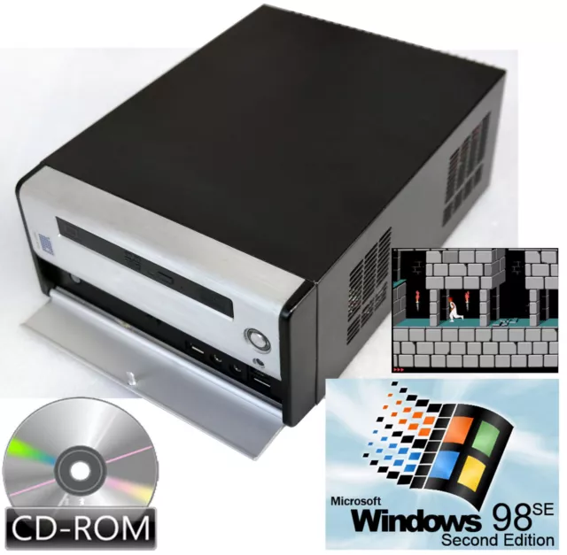 Vintage Computer Cube Sound Card CD - ROM 12V Windows 98SE For Old School Games