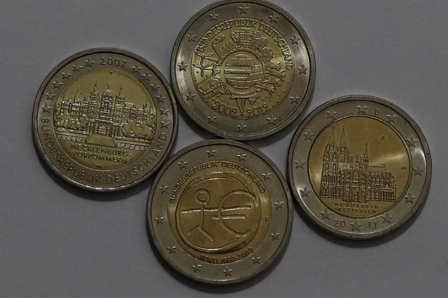 🧭 🇩🇪 Germany 2 Euro - 4 Commemorative Coins B56 #45