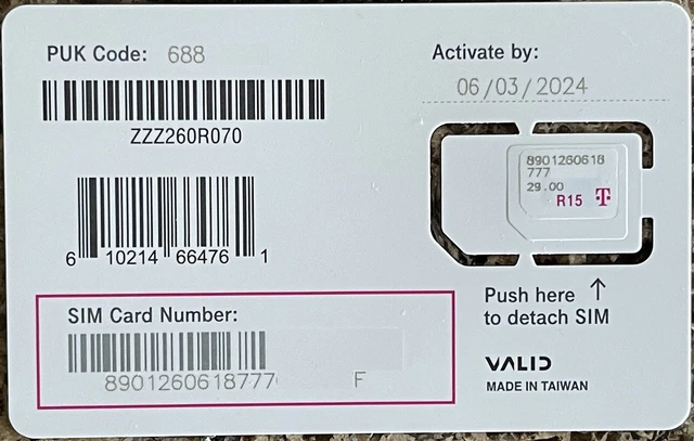 BR AND NEW Prepaid Data T-Mobile Sim Card W/5 Years Of Data (15GB A Month)