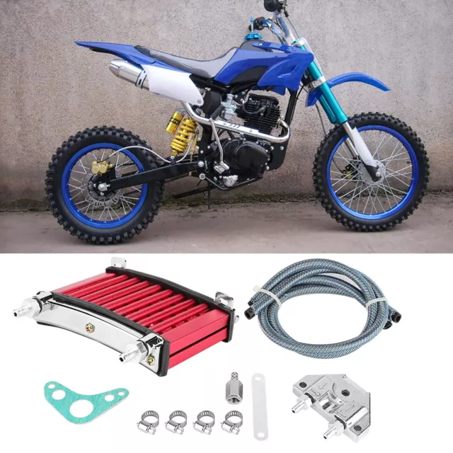 Aluminum Alloy Motorcycle Engine Oil Cooler Cooling Kit Fit For 125cc 140cc 2