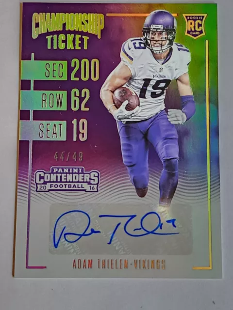 2016 Panini Contenders Championship Ticket Adam Thielen Auto Rookie /49