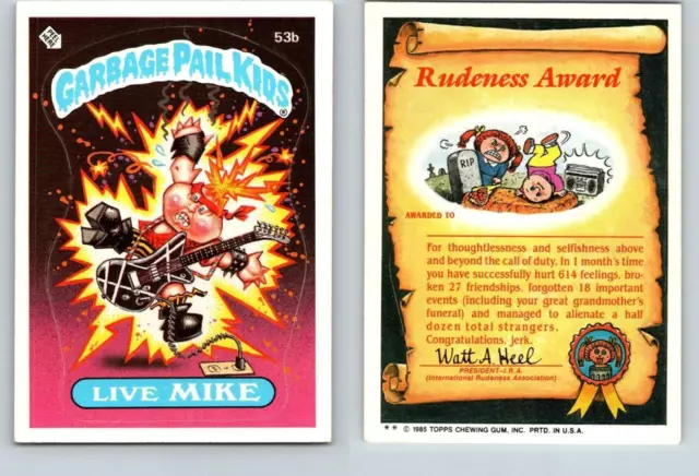 1985 Topps Garbage Pail Kids Series 2 Glossy Live Mike 53b 2 Stars