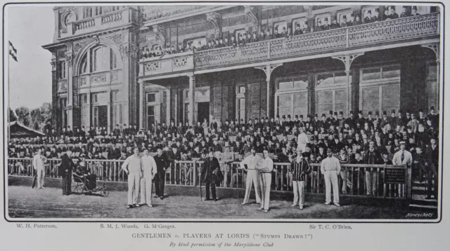 GENTLEMEN & PLAYERS AT LORDS STUMPS 1910 Print from Cricket of Today & Yesterday