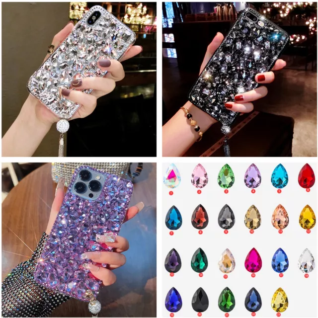 Phone Case Girly Sparkly Pendant Glitter Bling Diamonds Women Protective Cover