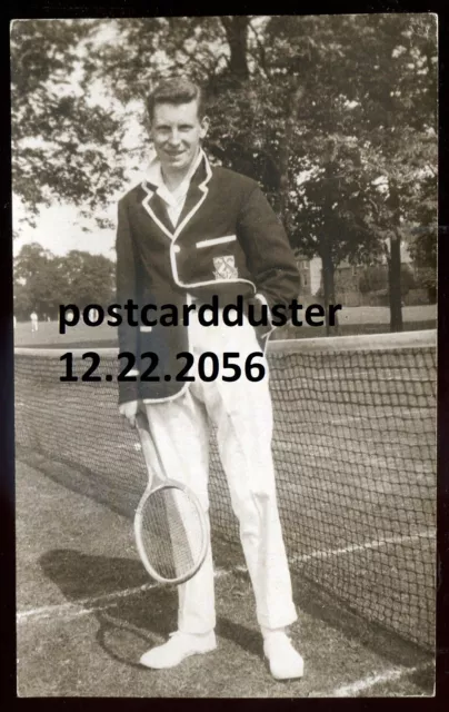 ENGLAND 1910s College Student Tennis Player Sport. Real Photo Postcard